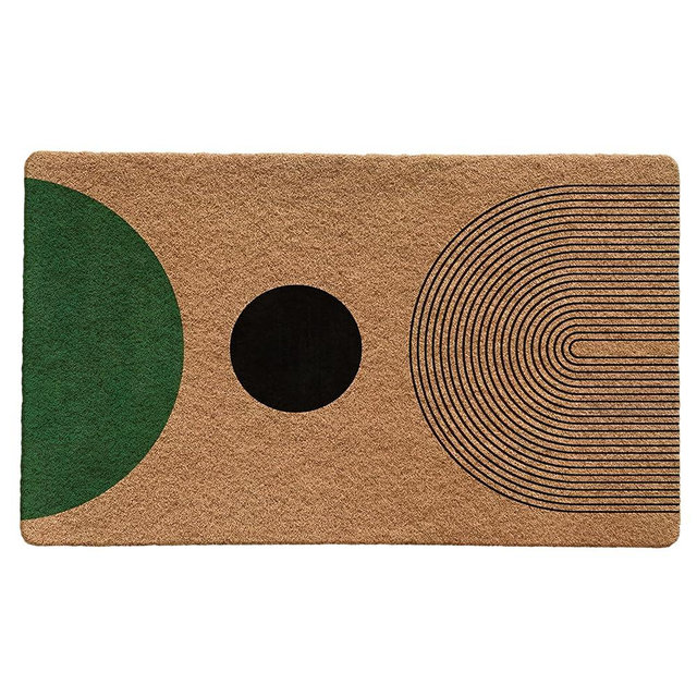 LUVADIAN Mid Century Modern Boho Door Mat - Boho Front Door Mat Outdoor Entrance, Boho Welcome Mat, Modern Green and Black Indoor Door Mats for Entryway, Boho Home Decor, 17x30 Inch