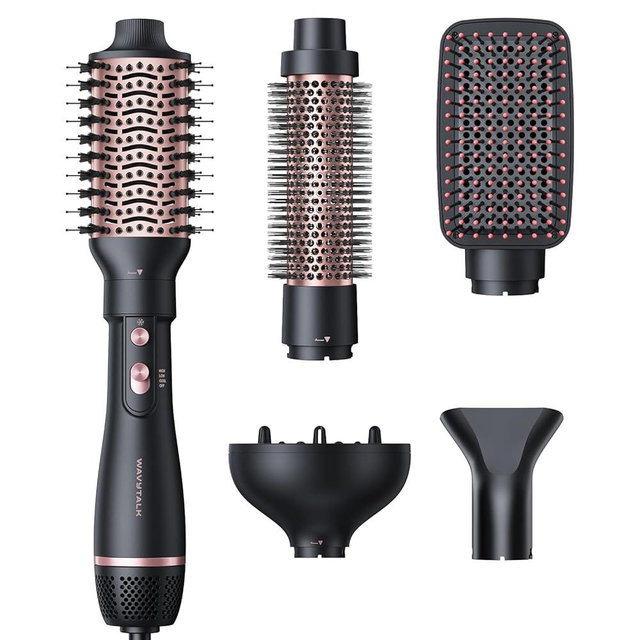 Wavytalk Hair Dryer Brush Set, Air Sculpt 5-in-1 Hot Air Brush Set | Blowout Brush Styler for Salon Blowouts, Volumizing, and Straightening, Sleek Frizz-Free for Every Hair Type, Black