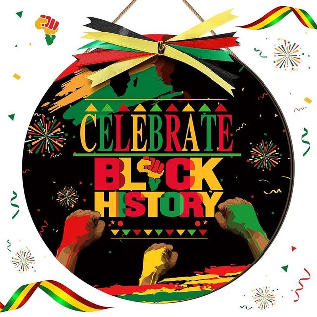Boao Welcome Black History Month Door Decorations Black History Month Sign Hanging Decoration wall Hanger African American Wreath for Outdoor Farmhouse Porch Front Door Decor