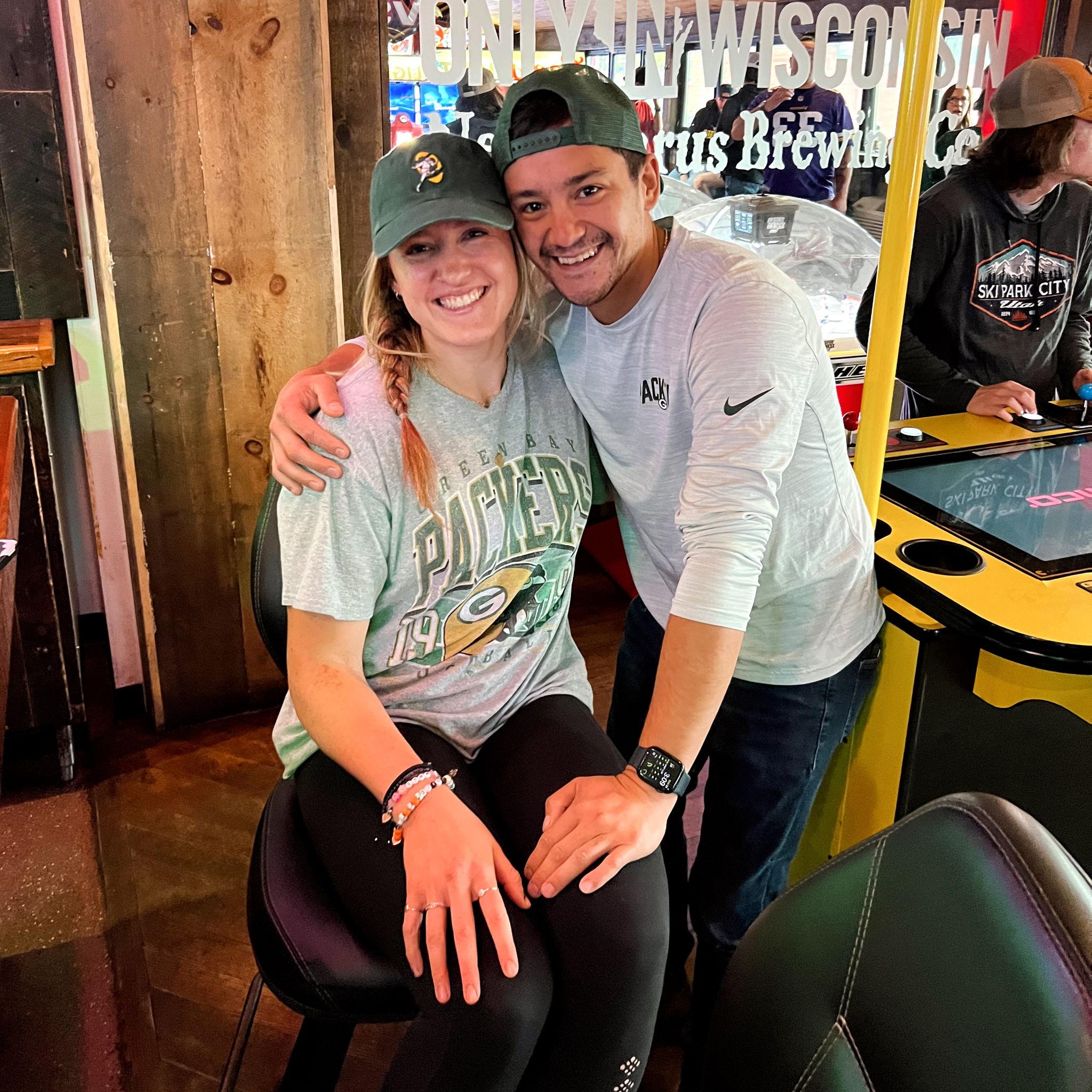 Packers fans... Libby is willing to cheer for them as long as they aren't playing the Rams