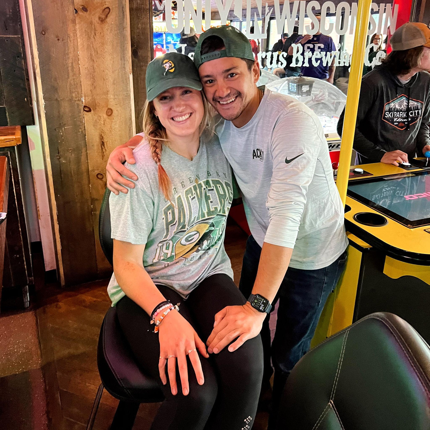 Packers fans... Libby is willing to cheer for them as long as they aren't playing the Rams