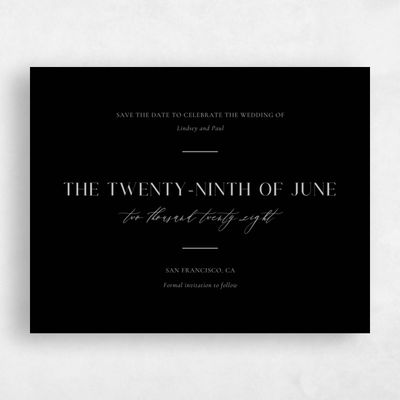 Black Wedding Save the Date - Philippa Landscape