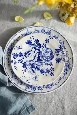 Botanical Transferware Dinner Plate