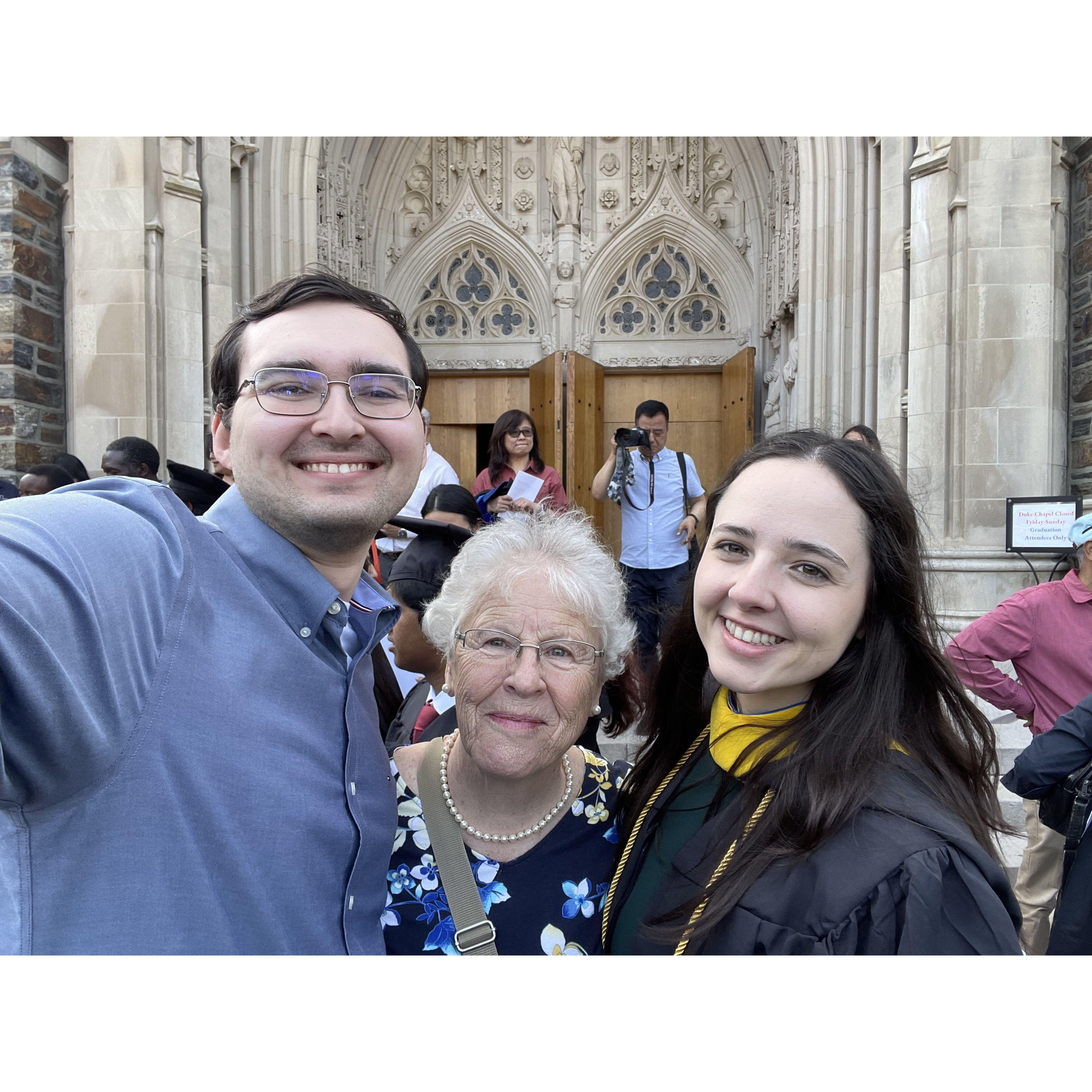 Ben with my grandmother, Jeannette, at my Duke Baccalaureate in May 2023.