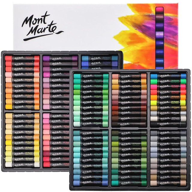 Mont Marte Oil Pastels Signature 120pc, 120 Assorted Colors, Vibrant Oil Pastel Set, Great Blending and Layering, Ideal for Art, Craft, Coloring and Sketching