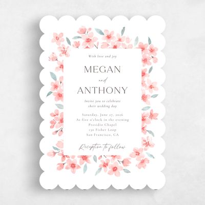 Pink Scalloped Wedding Invitation - Shinya Classic