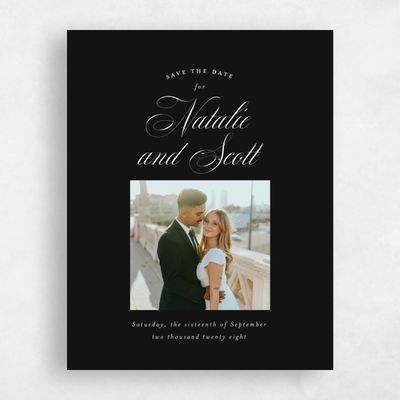 Black Typography Wedding Save the Date - Marvis Photo