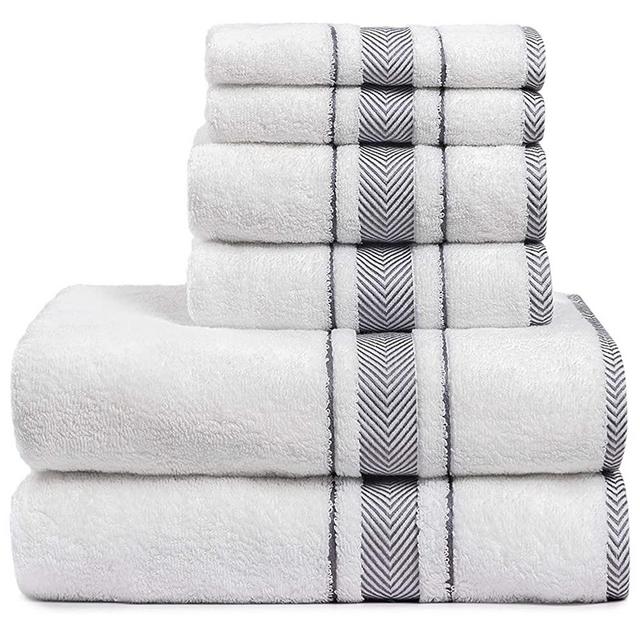 Lovife Set of 6 Piece Towel Set for Bathroom & Hotel & Spa 100 % Combed Cotton Bath Towel 500 GSM Absorbent and Soft Shower Towel Contains 2 Bath Towels&2 Hand Towels&2 Washcloths(White)
