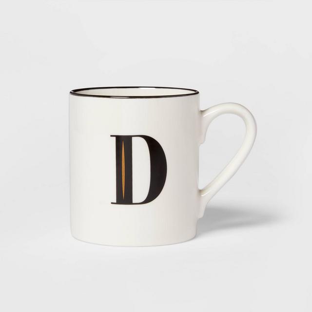 16oz Stoneware Monogram D Mug White - Threshold™