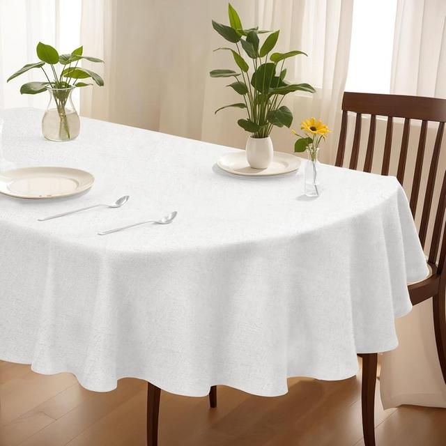 AEHISDHIE Tablecloth ， White Textured Tablecloth， Oval Tablecloth 60 x 120 ，Oval Table Table Cloth Oval Table,，Dining Rooms and Gatherings (60 "X120)