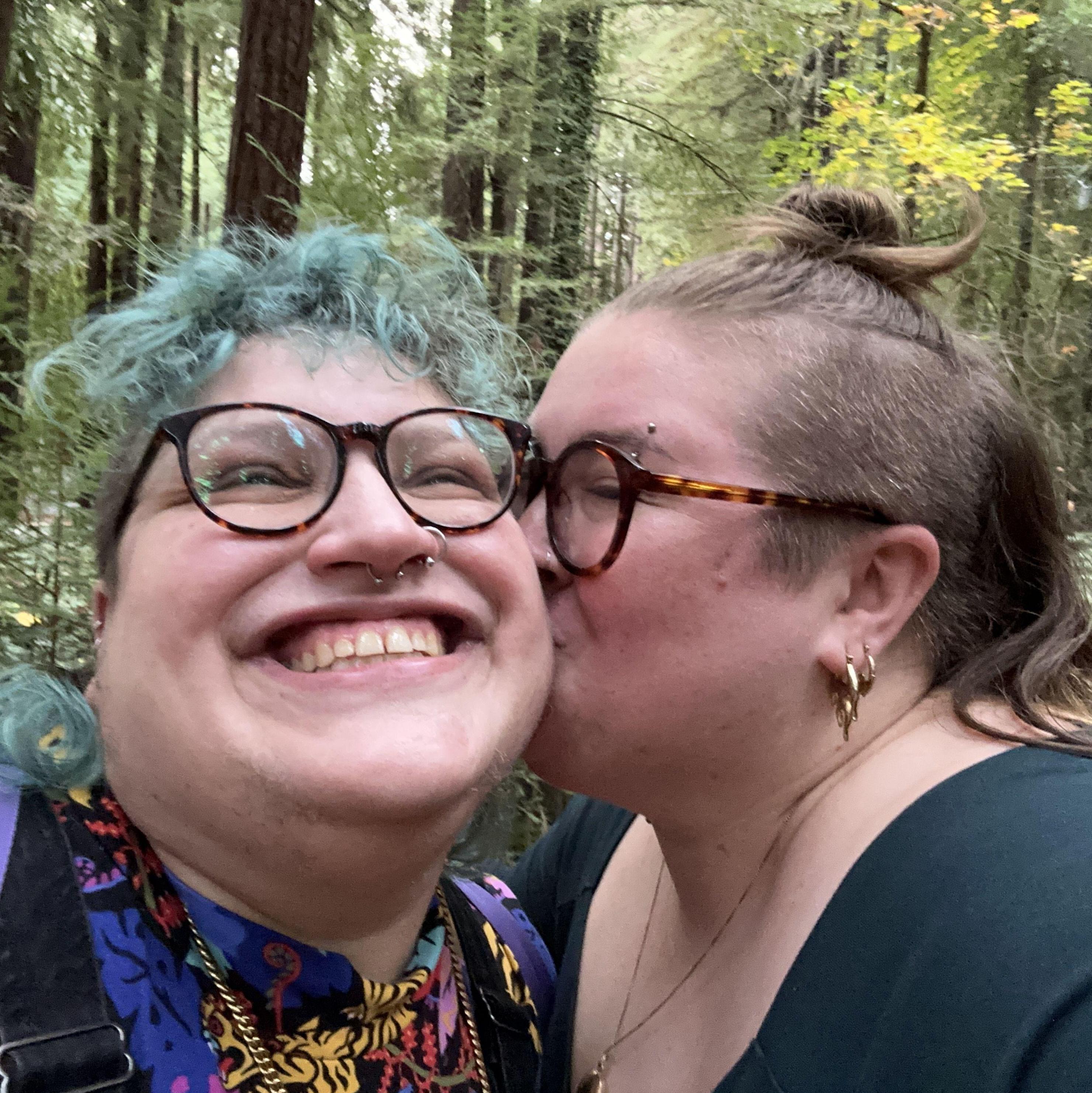 In the redwoods, right after getting engaged.