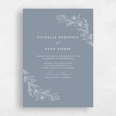 Dusty Blue Wedding Invitation - Seraphine Portrait