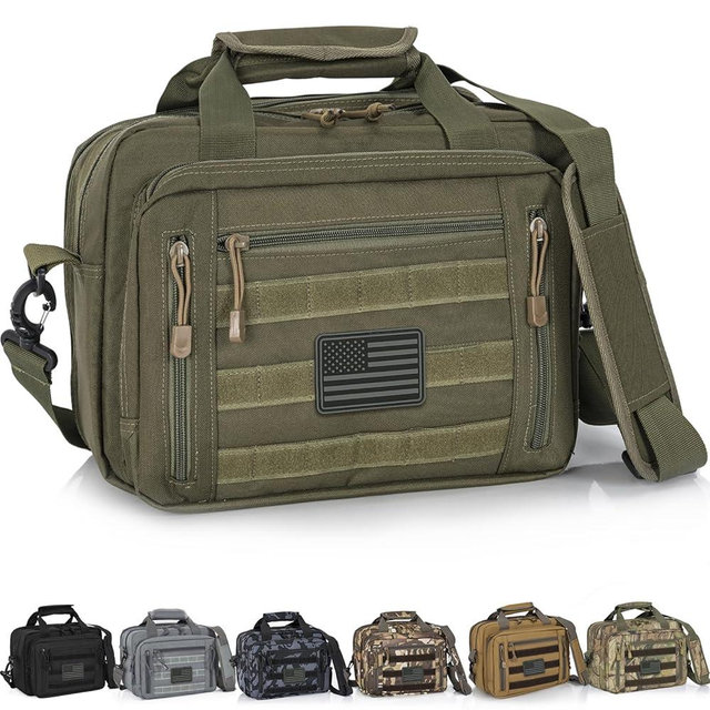 ITHWIU Pistol Case, Gun Range Bags For 2 Pistols 6 Magazines Carrying Shooting Bag with Lockable Zipper for Shooting Range Outdoor Hunting