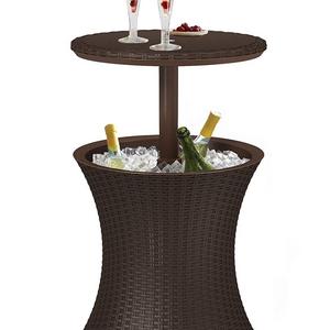 Keter 7.5-Gal Cool Bar Rattan Style Outdoor Patio Pool Cooler Table, Brown