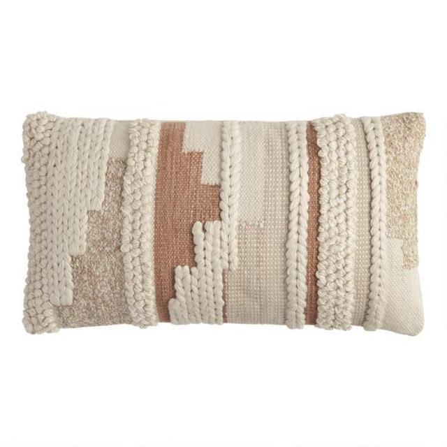 Rust and Ivory Braided Indoor Outdoor Lumbar Pillow