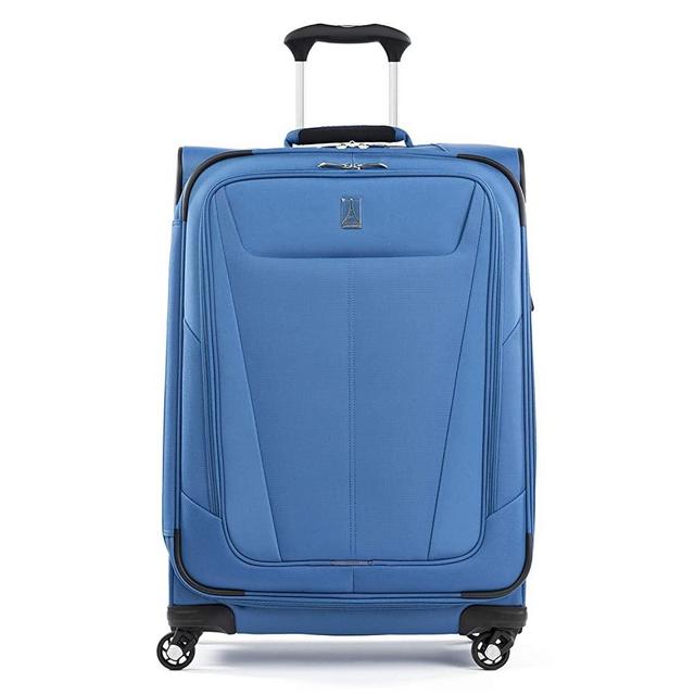 Travelpro Maxlite 5 Softside Expandable Spinner Wheel Luggage, Azure Blue, Checked-Medium 25-Inch