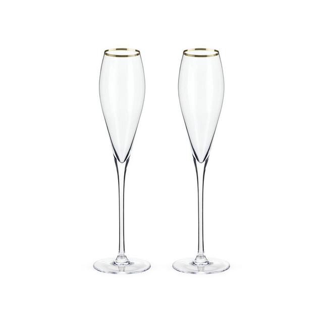 Viski Belmont Rimmed Crystal Champagne Flutes Set of 2
