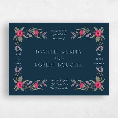 Deepest Teal, Blue Wedding Invitation - Jardin Landscape