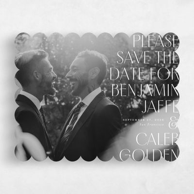 White Scalloped Wedding Save the Date - Mendoza Photo