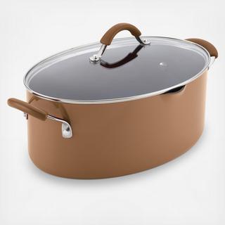 Cucina Nonstick Covered Oval Pasta Pot with Pour Spout