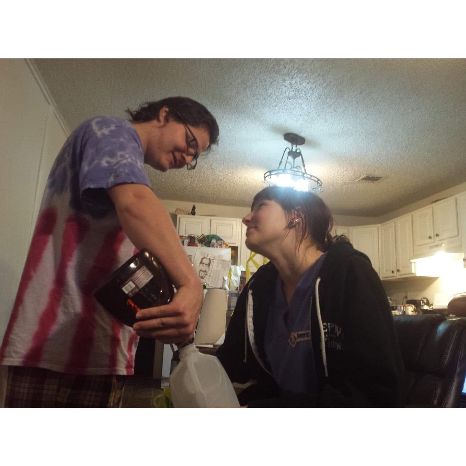 So shity day, Russel told me he could tell & handed me chocolate milk. Talk about a best friend. Then I said, wish I could drop Godiva in this bitch. What do you know best friend to the rescue!
5/7/15