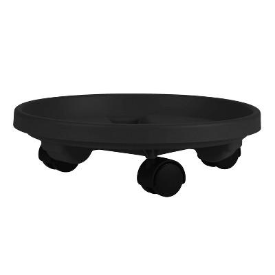 14&#34; Plant Stand Caddy with Wheels and Saucer Tray Black - Bloem