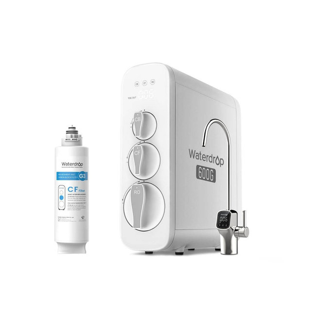 Waterdrop G3P600 Reverse Osmosis System, 8 Stage Tankless Reverse Osmosis Water Filter, Under-Sink Water Filter, Extra CF Filter