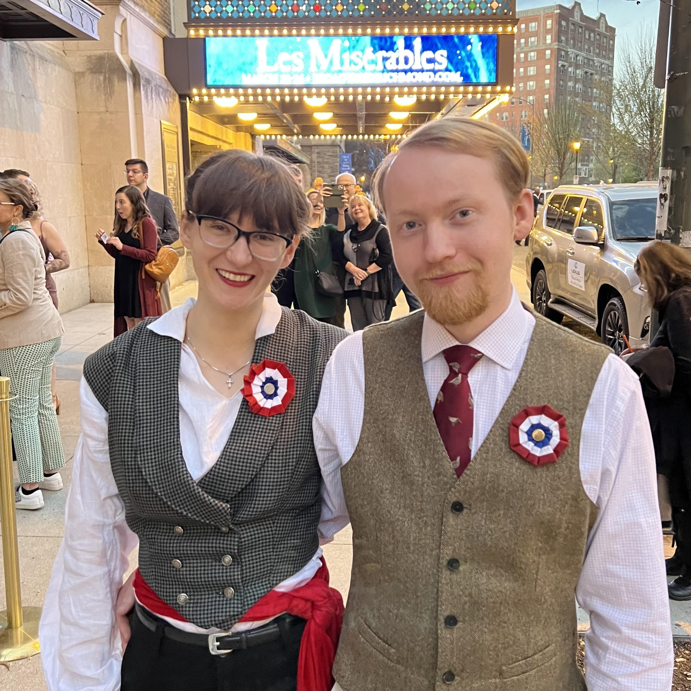 Neither of us would EVER dress up in appropriate costume to see a Broadway show! Impossible!