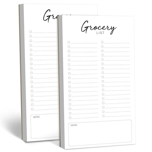 Hebayy Magnetic Grocery List, 2 Pack Food Pad for Fridge, Magnetic Notepads for Refrigerator 140 Sheets Shopping Lists with Full Magnet Back, Blank Note Pad for Metal Surface