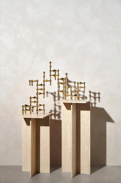STOFF Nagel candleholder, set of 3, brass