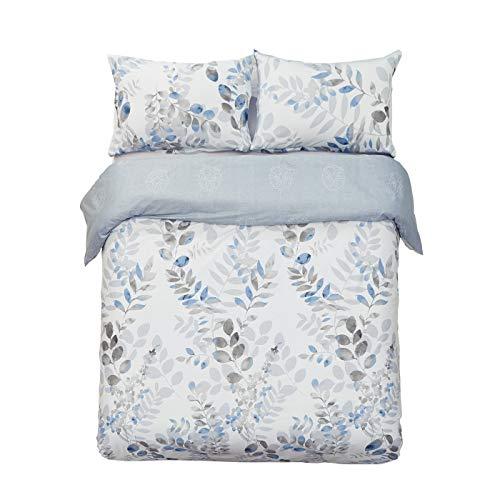 Word of Dream Duvet Cover King Size, 100% Cotton Comforter Cover with Zipper Closure, Ultra Soft and Easy Care, Leaves Pattern, 3 Piece (1 Duvet Cover + 2 Pillow Shams)