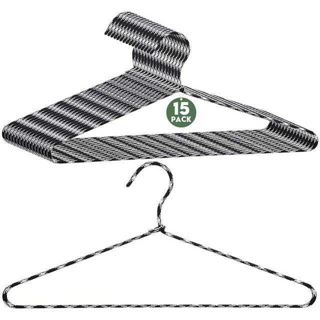 GlikCeil 15 Pack Fabric Wrapped Metal Hangers Non Slip Hanger Metal Coat Hangers for Clothes Closet Clothing Suit Shirt Pant(Black and White)