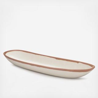 Potter Terracotta BPA Free Melamine Bamboo Long Oval Serving Bowl
