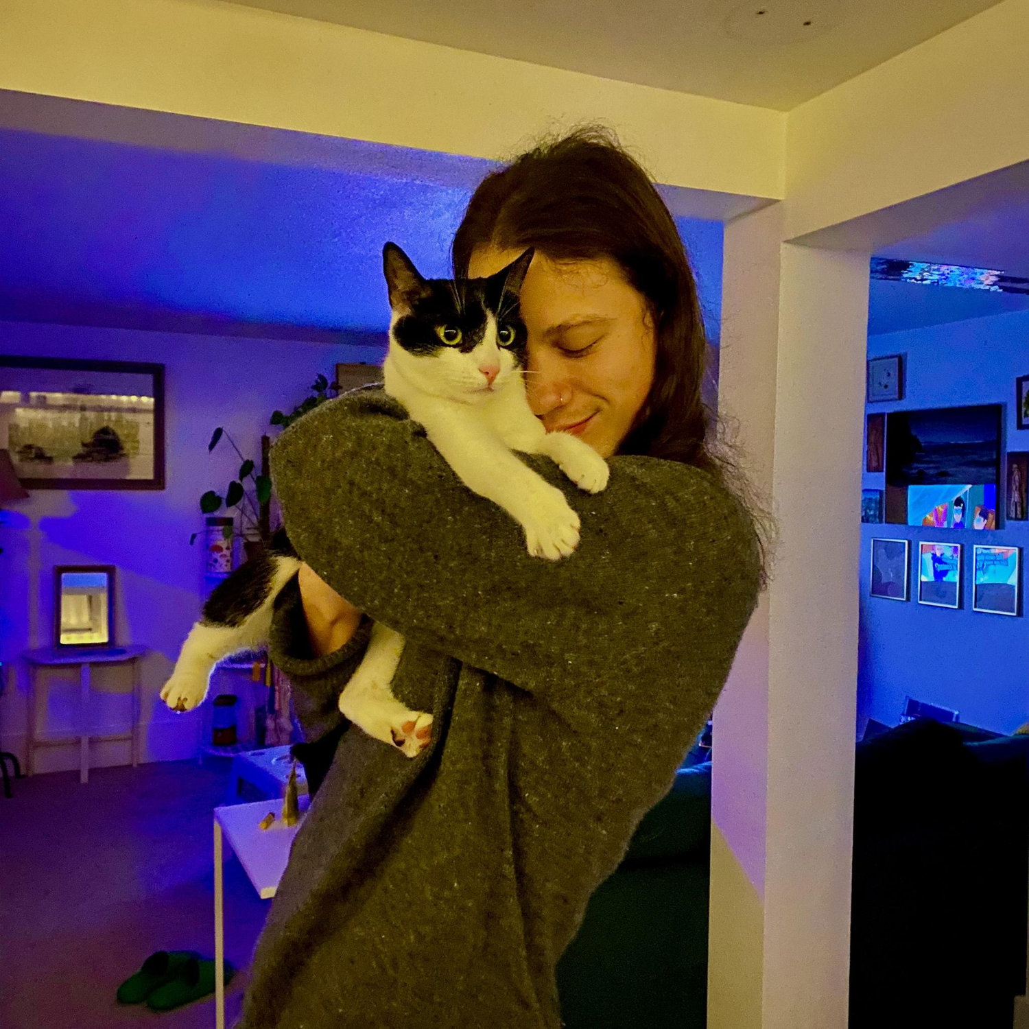 Derry returned home after a full day outside - this was at 2am right as we were going to go back out to keep looking for her!