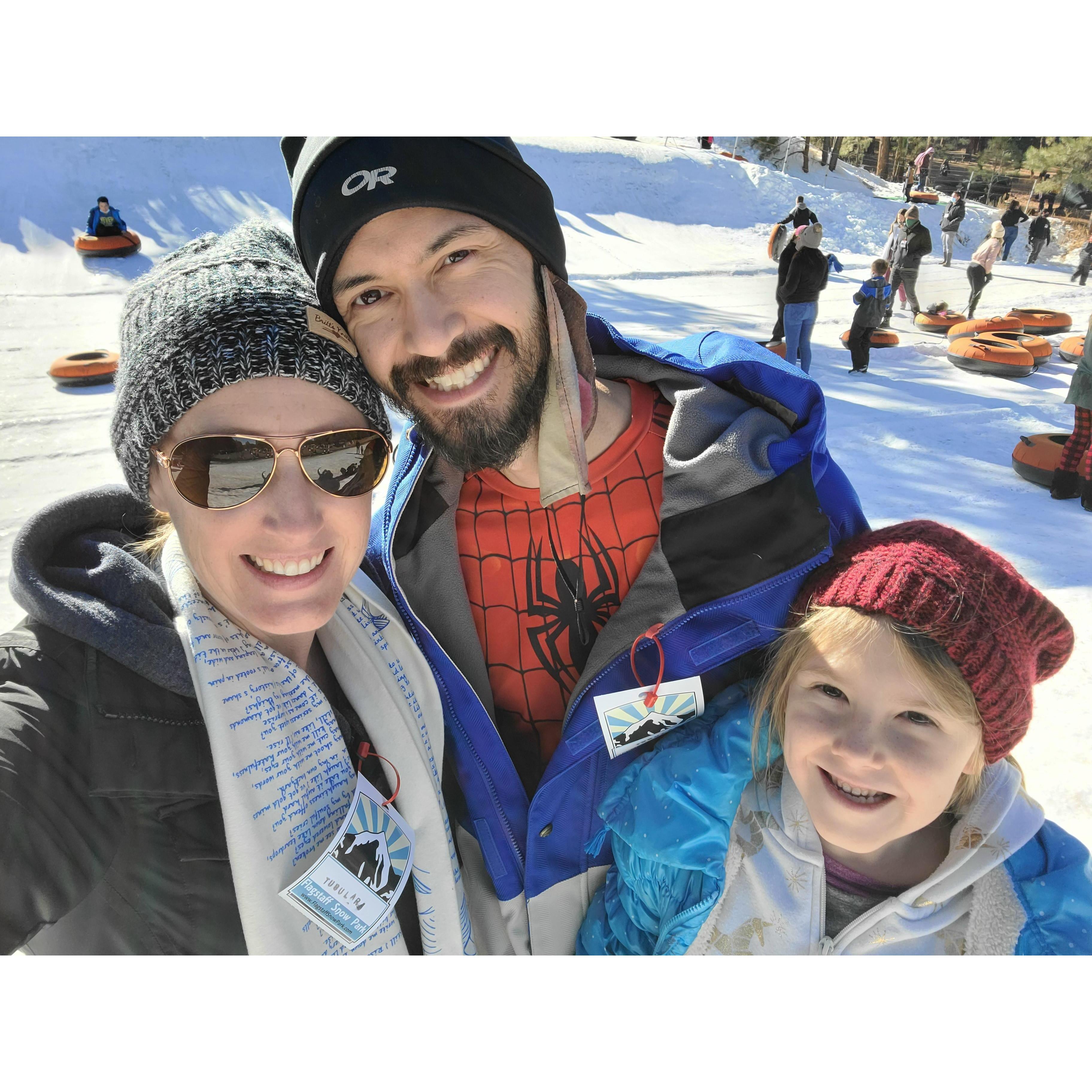 Tubing in Flagstaff in December 2020.