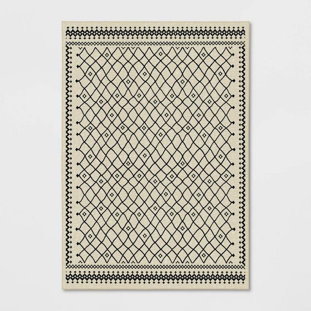 7'X10' Oxmoor Grid Tribal Area Rug Black/Ivory - Project 62™