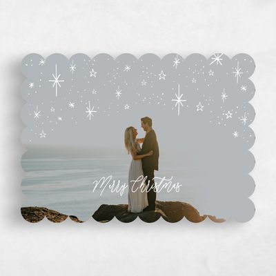 White Scalloped Holiday Card - Hemet Landscape