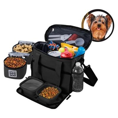 Overland Travelware - Overland Dog Gear™ Travel Bag - Week Away Bag for Small Dogs with 2 Food Carriers, Placemat & 2 Bowls