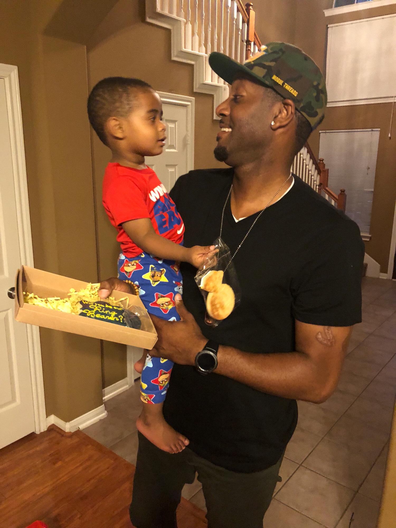 He asked...and he said “Yes!” The groom and the ring bearer 💍 Mr. Landon “Champ” Geason