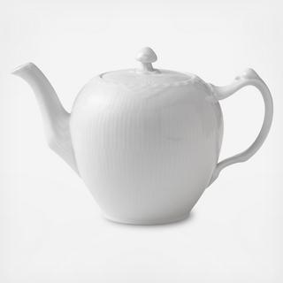 White Fluted Half Lace Tea Pot