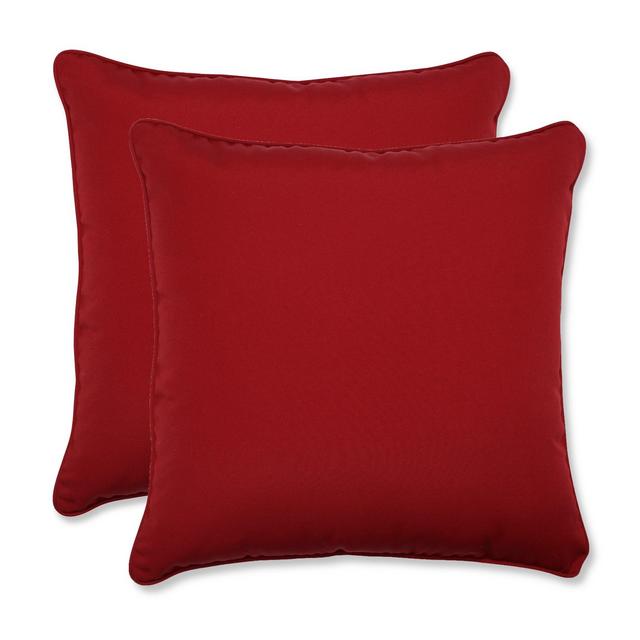2-Piece Outdoor Square Pillow Set - Red 18"