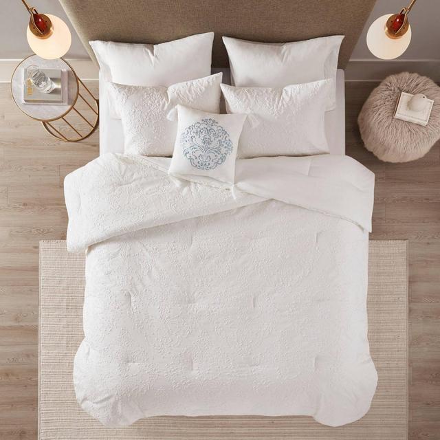 Full/Queen 4pc Madeline Microsculpt Comforter Set White
