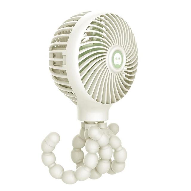 TRELC Mini Stroller Fan, 19H Ultra-long Battery Life, Personal Handheld Clip on Portable Rechargeable Fan with Flexible Tripod, Gift for Children Baby Office Room Car Travel BBQ Gym (White)