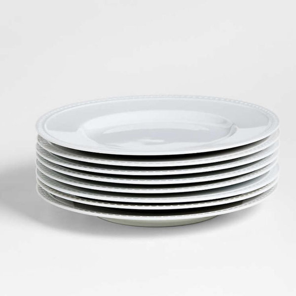 Staccato White Porcelain Salad Plates, Set of 8