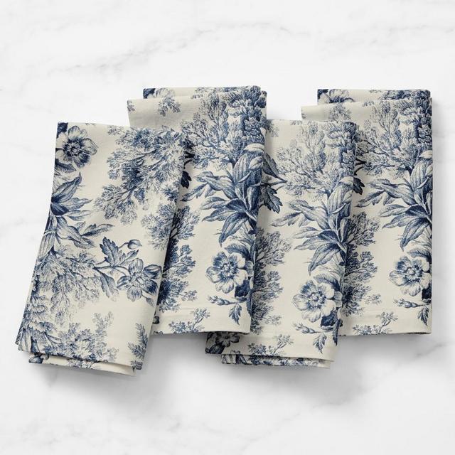 Botanical Toile Napkins, Set of 4, Navy