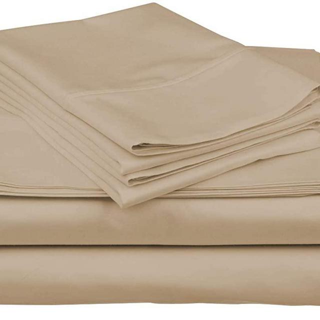 THREAD SPREAD True Luxury 100% Egyptian Cotton - Genuine 1000 Thread Count 6 Piece Sheet Sets - Fits Mattress Upto 18'' Deep Pocket (Queen - 6 PC Set, Sand)