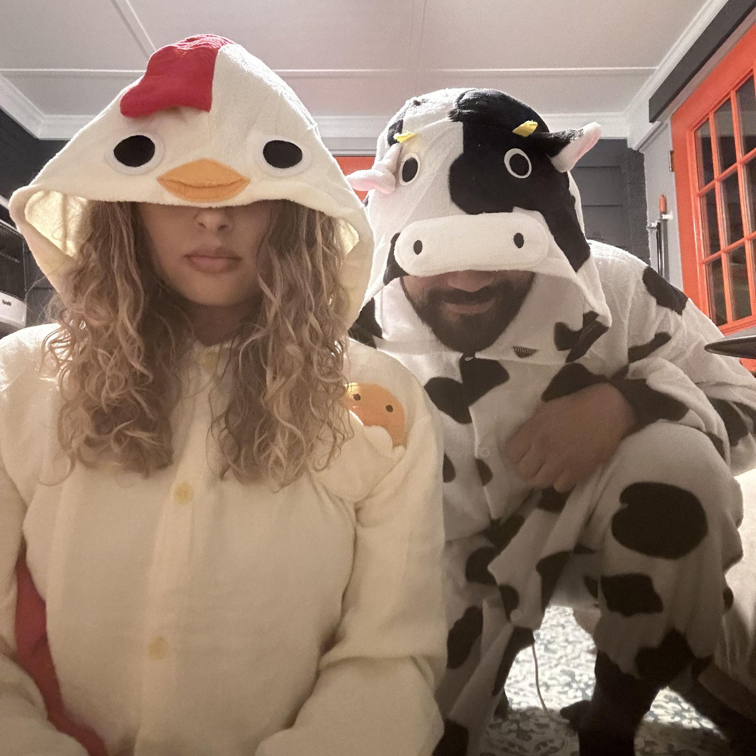 Cow and Chicken Halloween Costumes (be sure to watch my video of us dressed up on IG)!