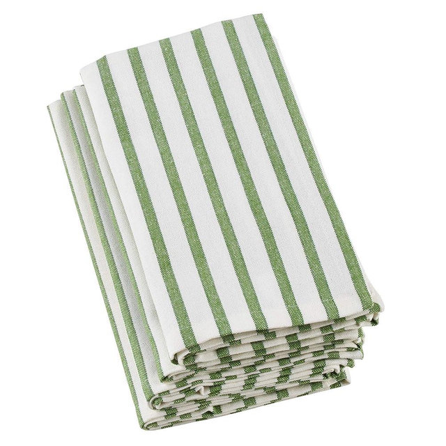SARO LIFESTYLE - 519.LM20S SARO LIFESTYLE Multi Ligne Collection Striped Design Cotton Table Napkins (Set of 4), 20", Lime