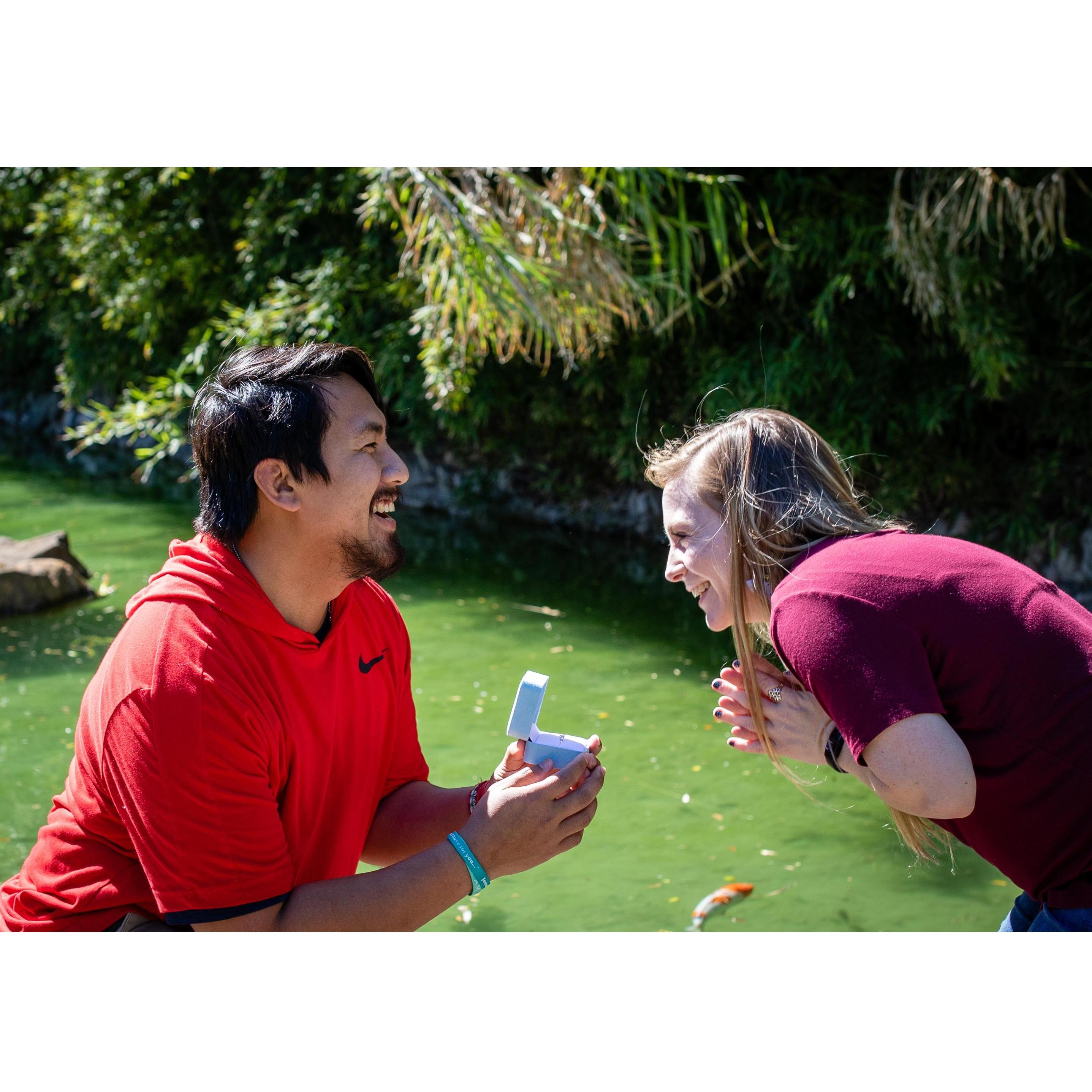 Kevin proposed on 1/31/21 at the Japanese Tea Garden in San Antonio <3
