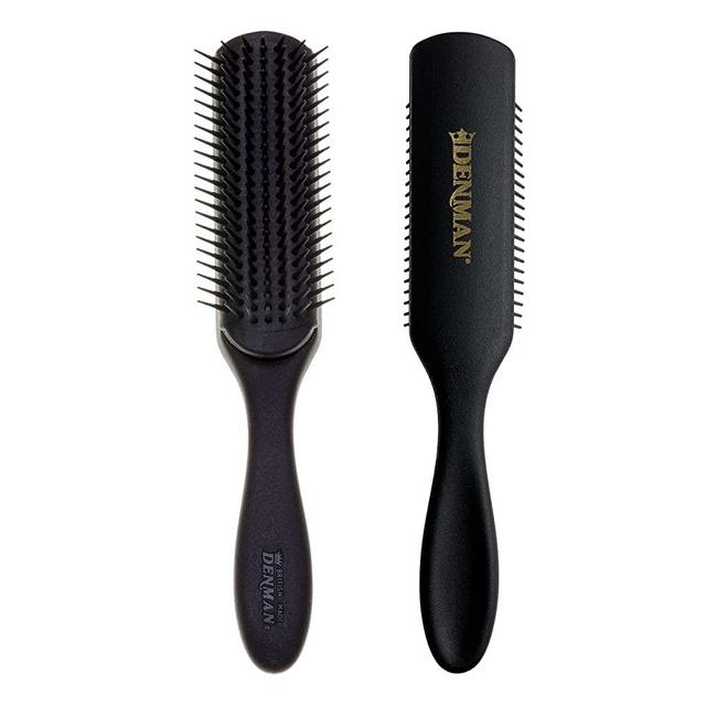 Denman Original Styler, 7 Row for Detangling, Blow-drying, Styling & Smoothing the Hair, All Black D3